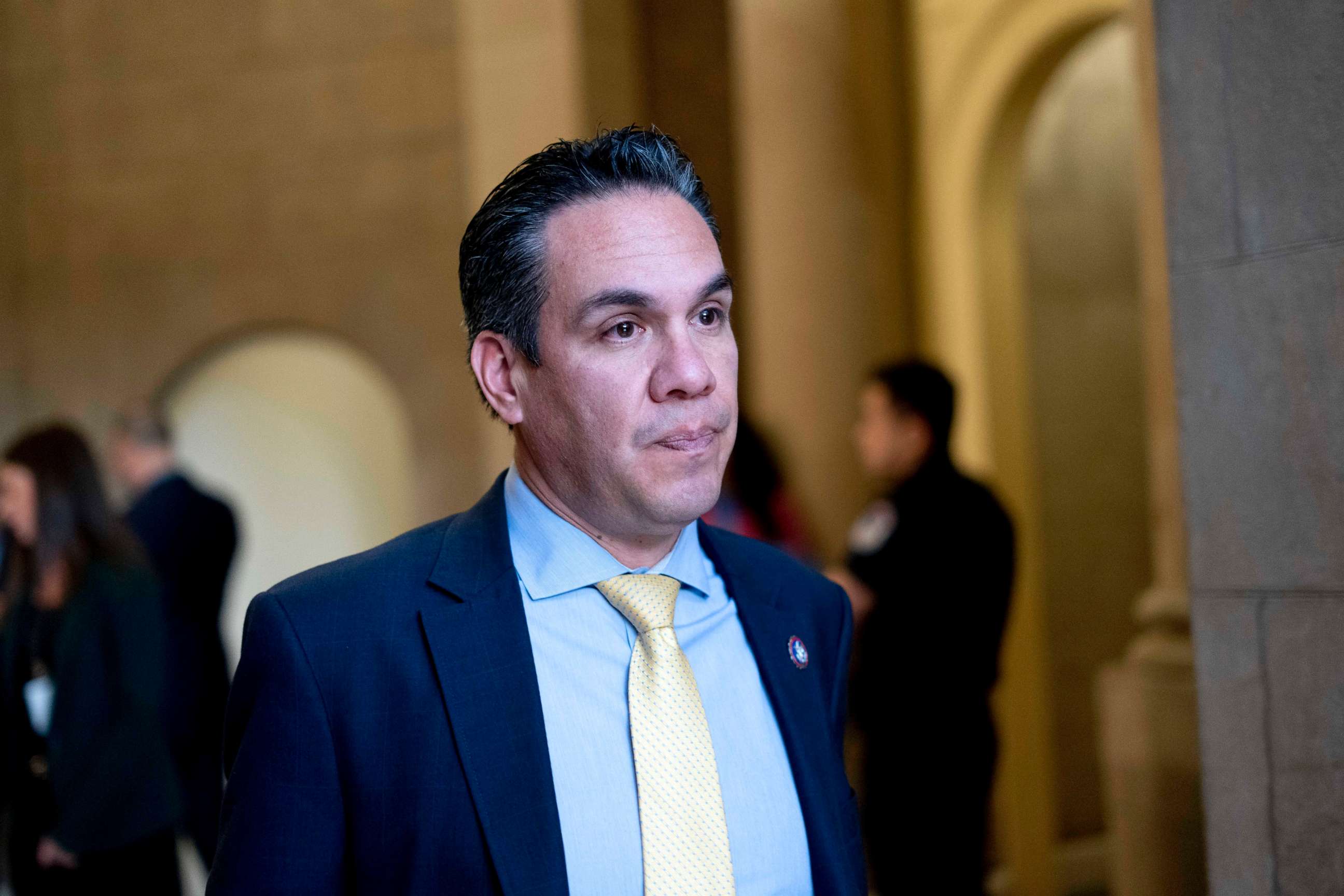 PHOTO: Rep. Pete Aguilar walks past the office of House Speaker Nancy Pelosi at the Capitol in Washington, Nov. 17, 2022.