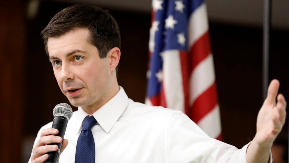 PHOTO: 2020 Democratic presidential candidate South Bend Mayor Pete Buttigieg speaks during a town hall meeting, Tuesday, April 16, 2019, in Fort Dodge, Iowa.