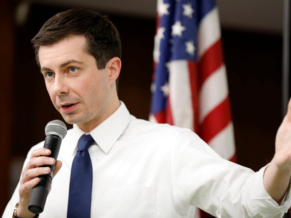 PHOTO: 2020 Democratic presidential candidate South Bend Mayor Pete Buttigieg speaks during a town hall meeting, Tuesday, April 16, 2019, in Fort Dodge, Iowa.