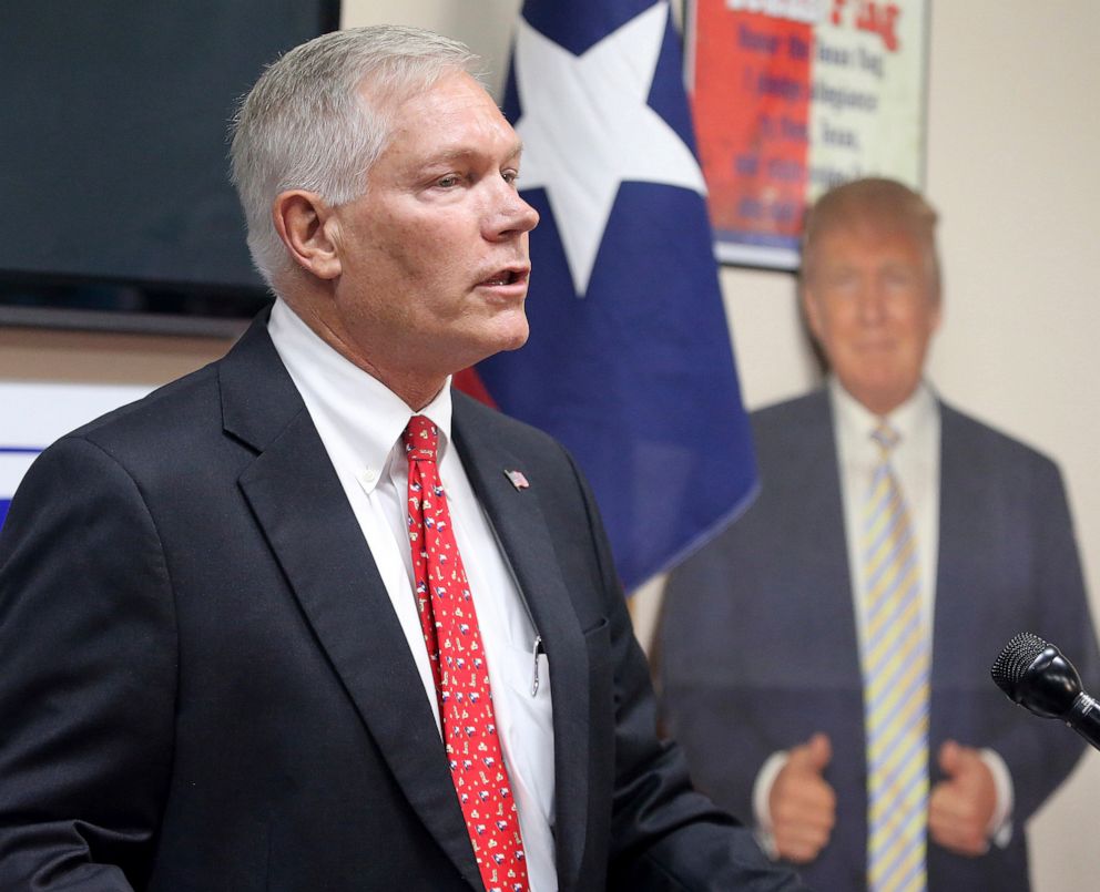 PHOTO: Former US Rep. Pete Sessions speak to the McLennan County Republican Party Thursday, Oct. 3, 2019, in Waco, Texas as he runs to fill the seat of Bill Flores who is stepping down.