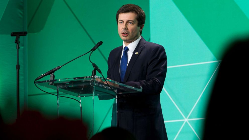 PHOTO: South Bend, Ind., Mayor Pete Buttigieg speaks during the U.S. Conference of Mayors winter meeting in Washington, Jan. 24, 2019.