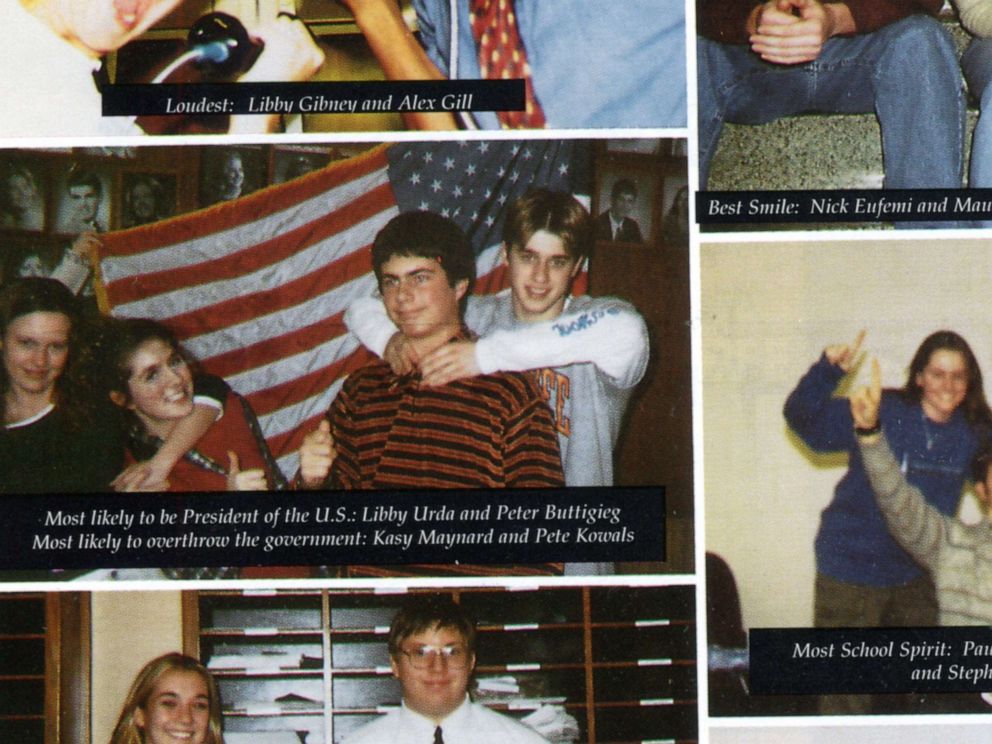 PHOTO: Democratic presidential candidate South Bend, Indiana Mayor Pete Buttigieg is pictured on a page from the 2000 edition of the St. Joseph's High School yearbook with a caption calling him "Most likely to be President of the U.S."