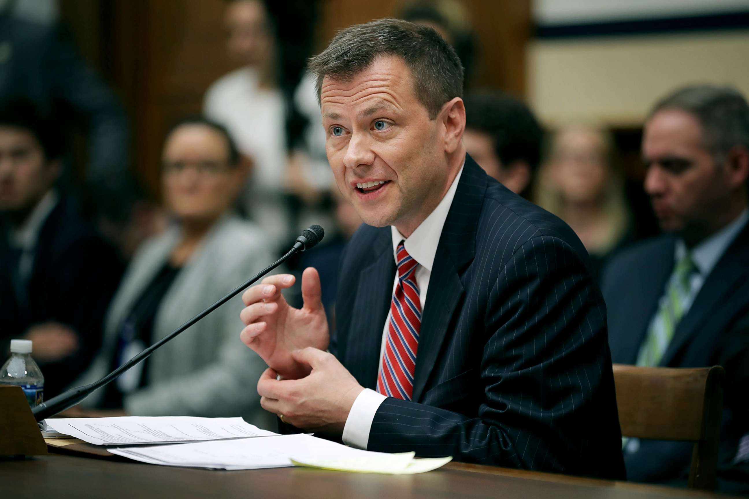 PHOTO: Deputy Assistant FBI Director Peter Strzok testifies before a joint committee hearing of the House Judiciary and Oversight and Government Reform committees in the Rayburn House Office Building on Capitol Hill, July 12, 2018, in Washington, DC.