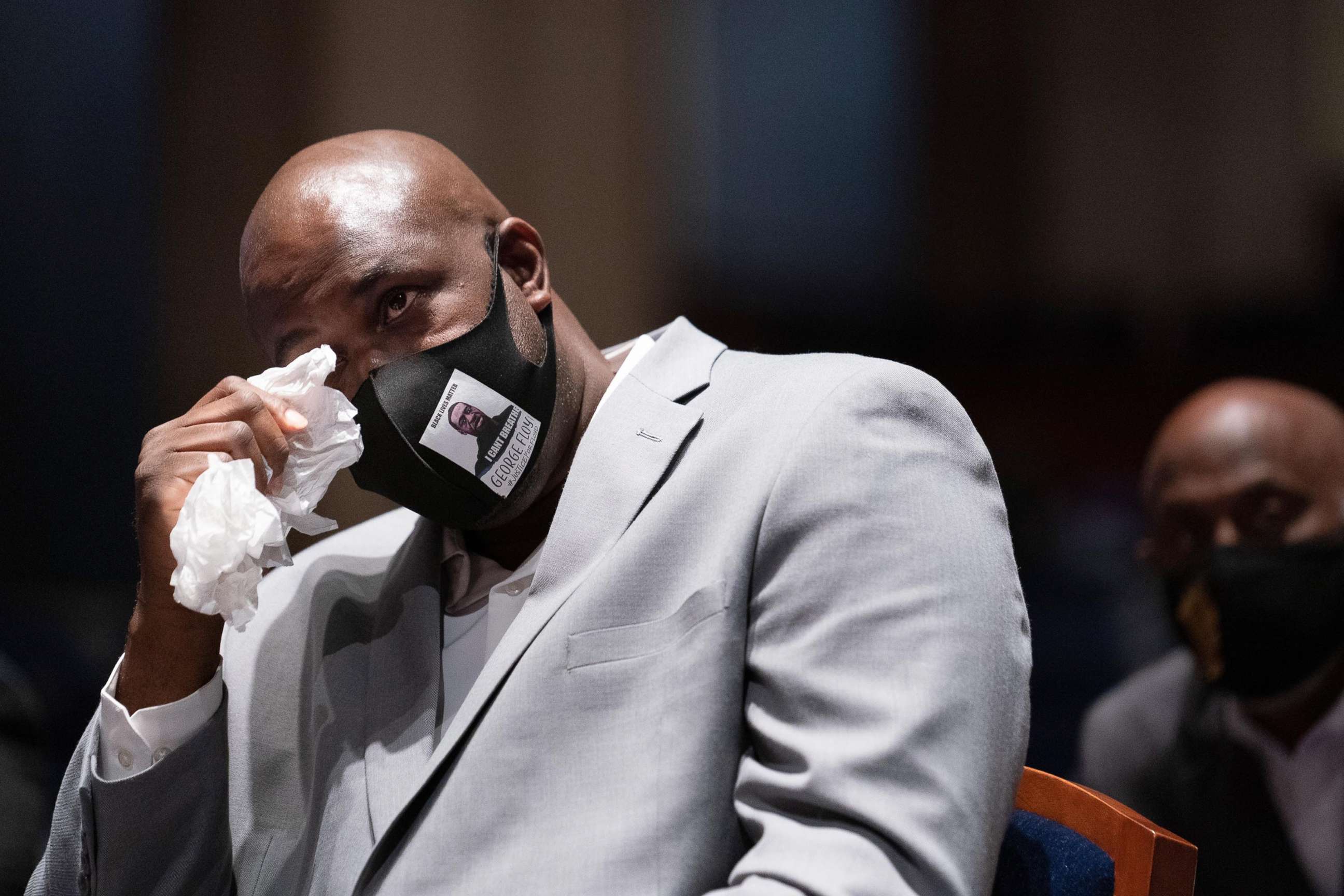 PHOTO: Philonise Floyd, brother of George Floyd, tears up while testifying during a House Judiciary Committee at a hearing on police accountability on Capitol Hill, June 10, 2020, in Washington, D.C. 