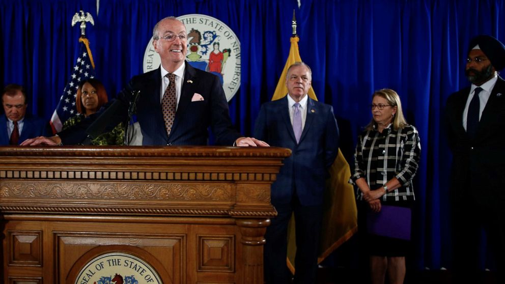 PHOTO: New Jersey Governor Phil Murphy speaks about electronic smoking products during a news conference in Trenton, N.J., Sept. 12, 2019.