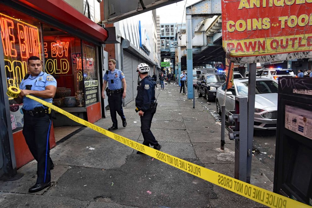 PHOTO: In this October, 2021, file photo, police cordon off a street Philadelphia, in an area frequented by addicts, where there are frequent overdose deaths.