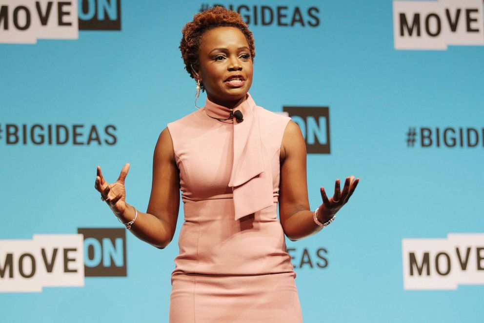 PHOTO: Karine Jean-Pierre speaks onstage at the MoveOn Big Ideas Forum at The Warfield Theatre on June 01, 2019 in San Francisco, California.