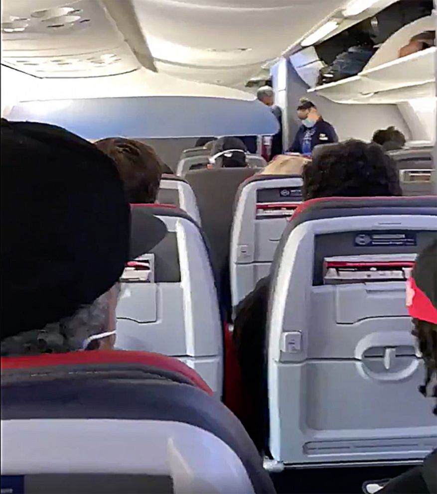 PHOTO: Passenger Erine Strine documented the lack of social distancing on a flight from New York to Charlotte, N.C., on April 25, 2020.