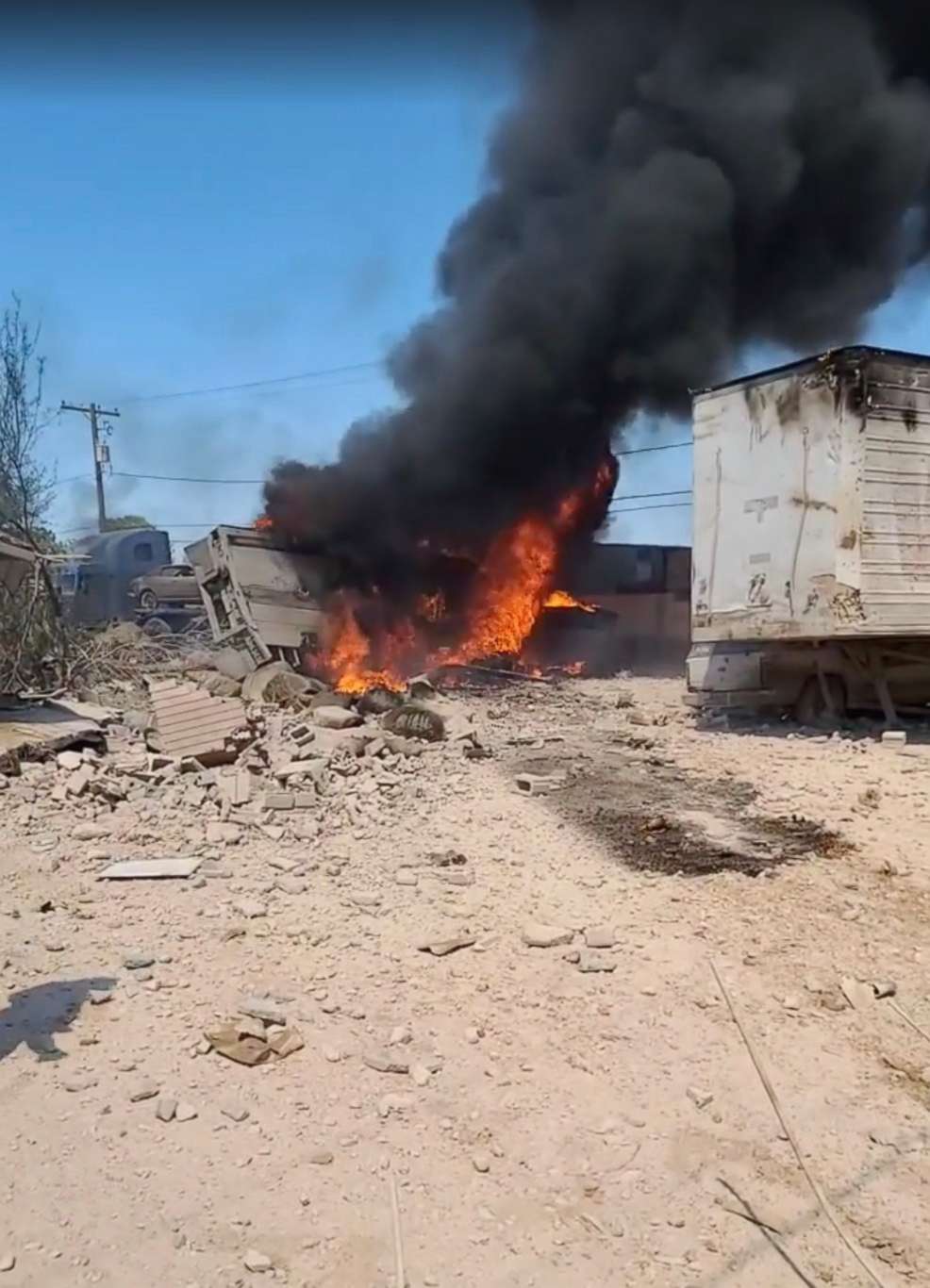 PHOTO: An aircraft crashed after taking off from Nellis Air Force Base outside of Las Vegas, May 24, 2021.