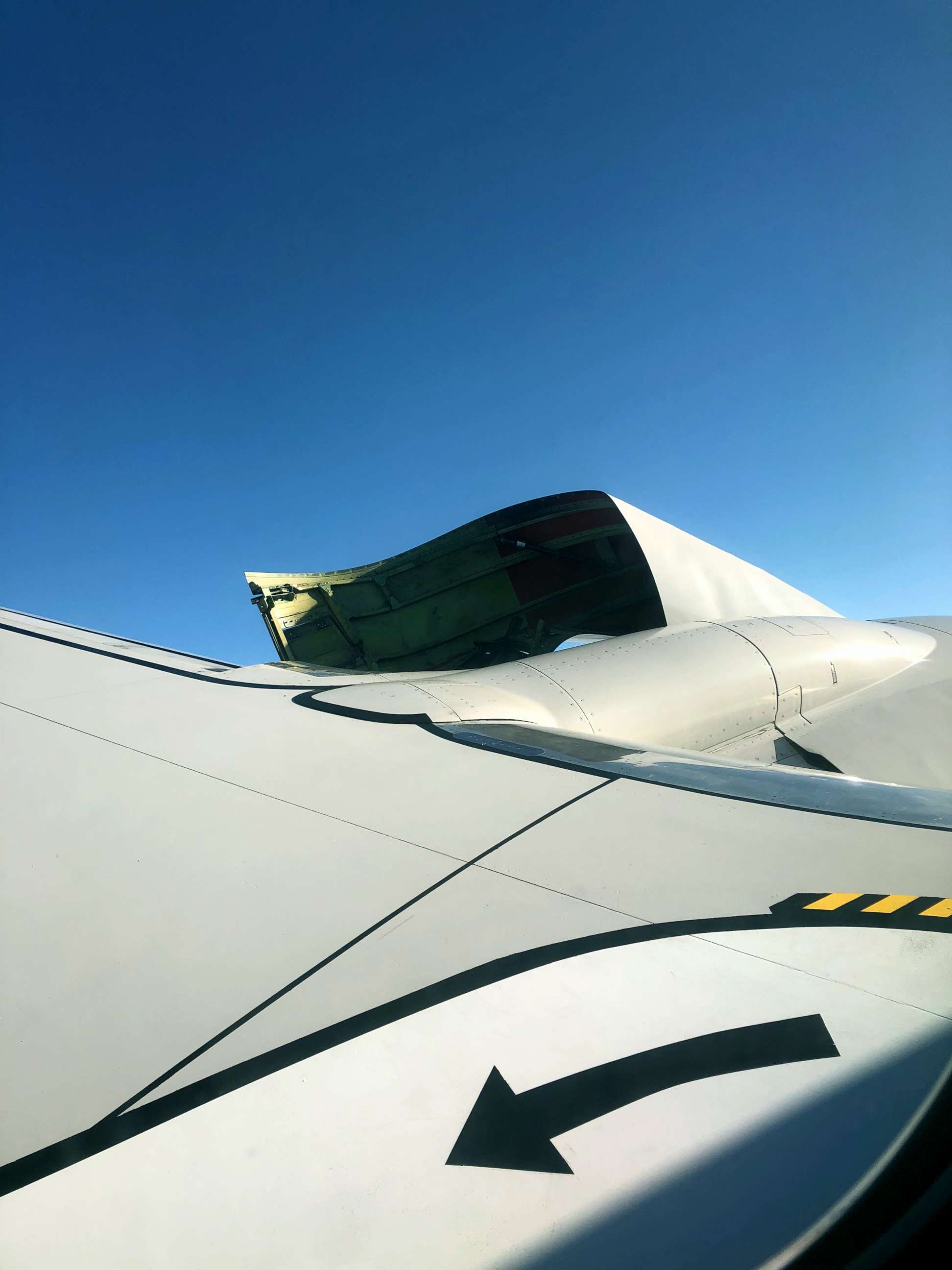 PHOTO: An engine flap on a United flight came detached midair, Sept. 29, 2019, after departing Denver International Airport.