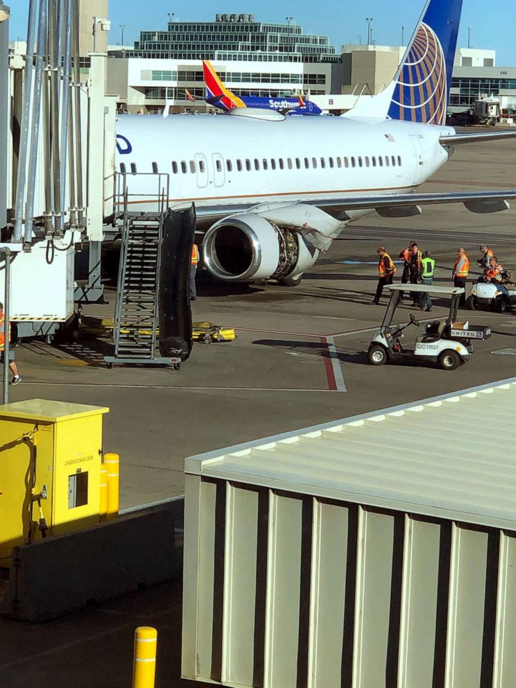 PHOTO: An engine flap on a United flight came detached midair, Sept. 29, 2019, after departing Denver International Airport.