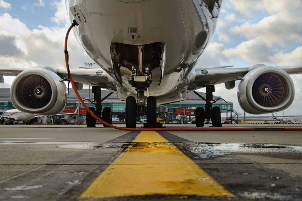 PHOTO: Detail of aircraft engines during refueling.