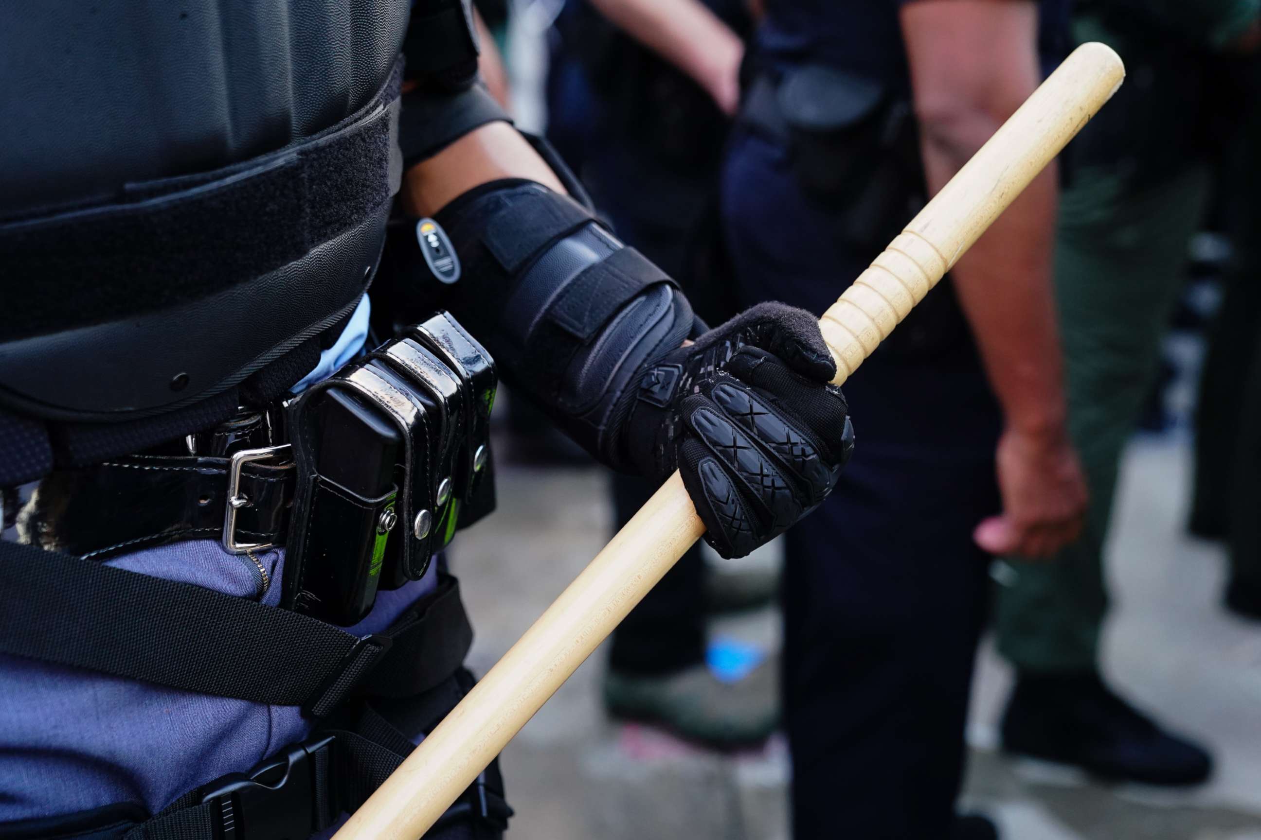 PHOTO: A police officer holds a baton during a protest over the Minneapolis death of George Floyd, May 29, 2020, in Atlanta.