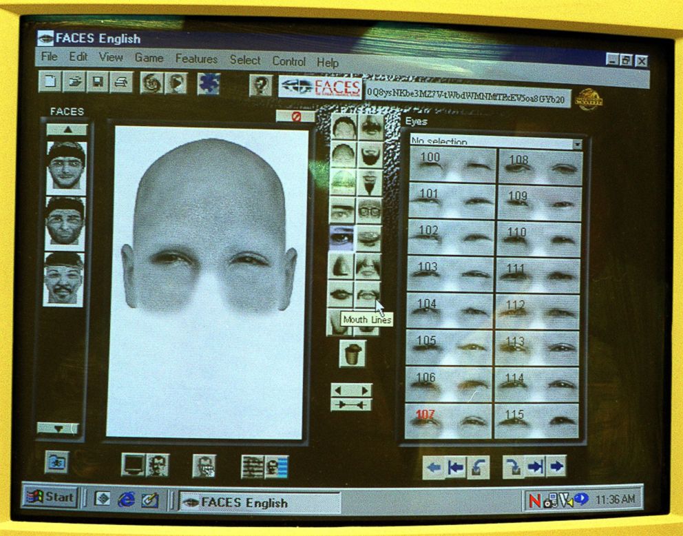 PHOTO: An example of a sketch created by a computer program at MBTA Police headquarters in Boston, Feb. 10, 2000.