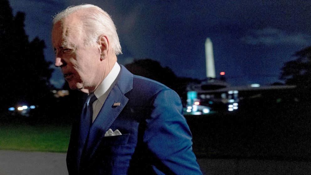 PHOTO: President Joe Biden arrives at the White House after returning from a trip to Israel and Saudi Arabia, in Washington, July 16, 2022.