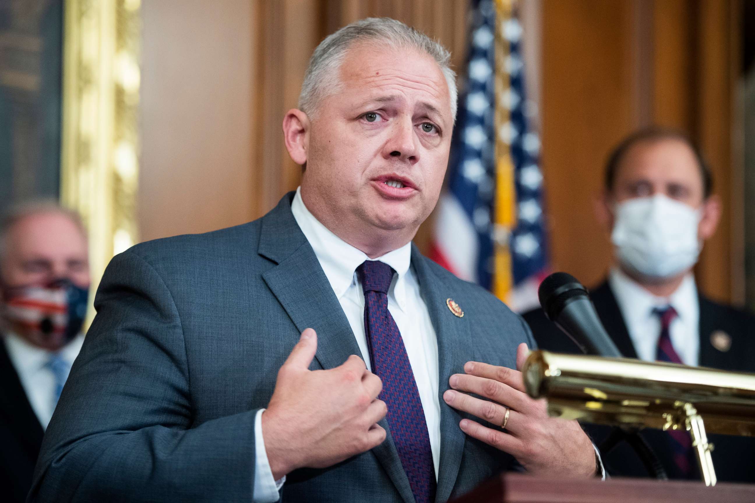 PHOTO: Rep. Denver Riggleman conducts a news conference on the China Task Force report in the Capitols Rayburn Room on , Sept. 30, 2020. 