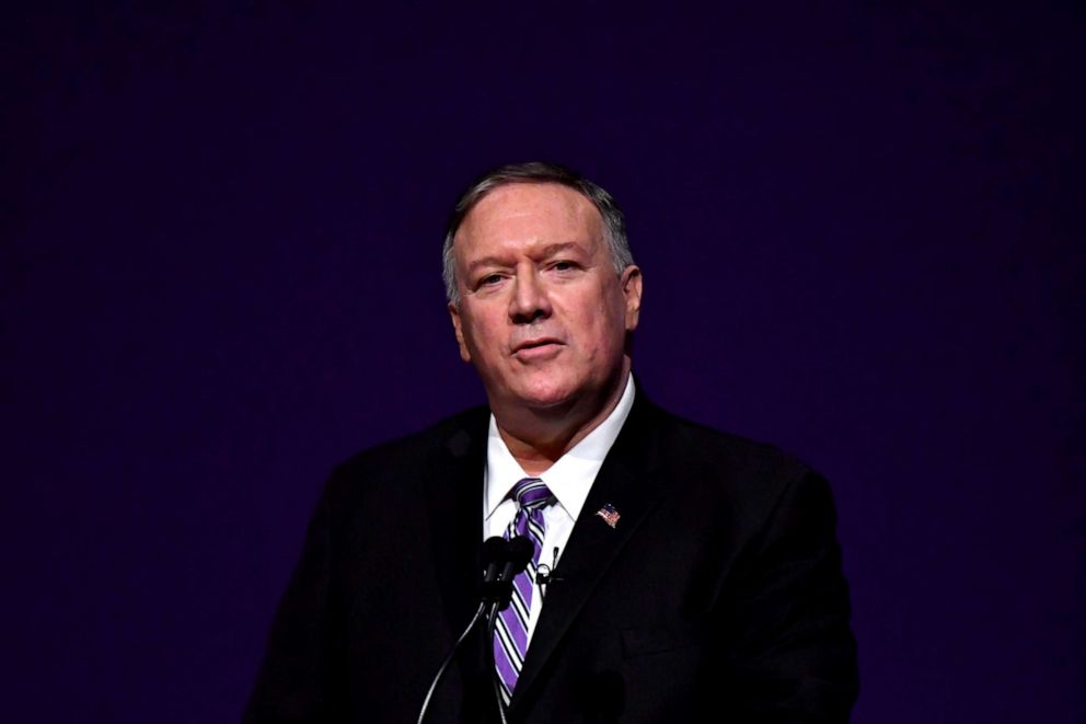 PHOTO: United States Secretary of State Michael Pompeo delivers the year's first Alfred M Landon Lecture at Kansas State University, Manhattan, Kansas, September 6, 2019.