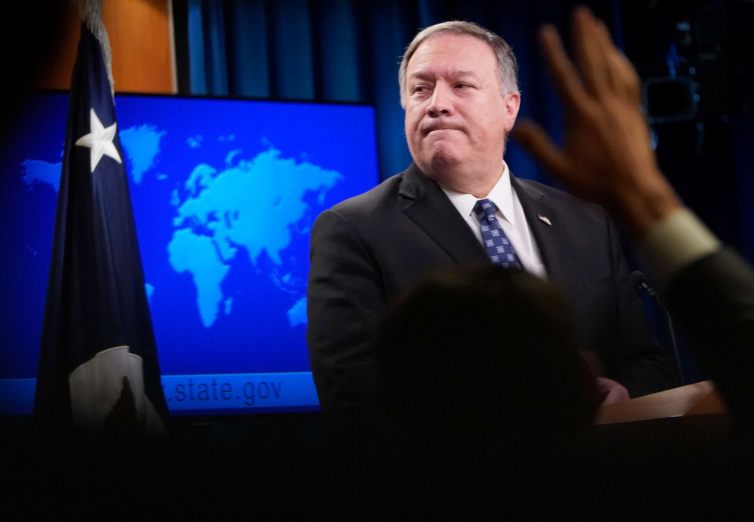 PHOTO: Secretary of State Mike Pompeo speaks at the State Department, Jan. 7, 2020, in Washington, D.C.