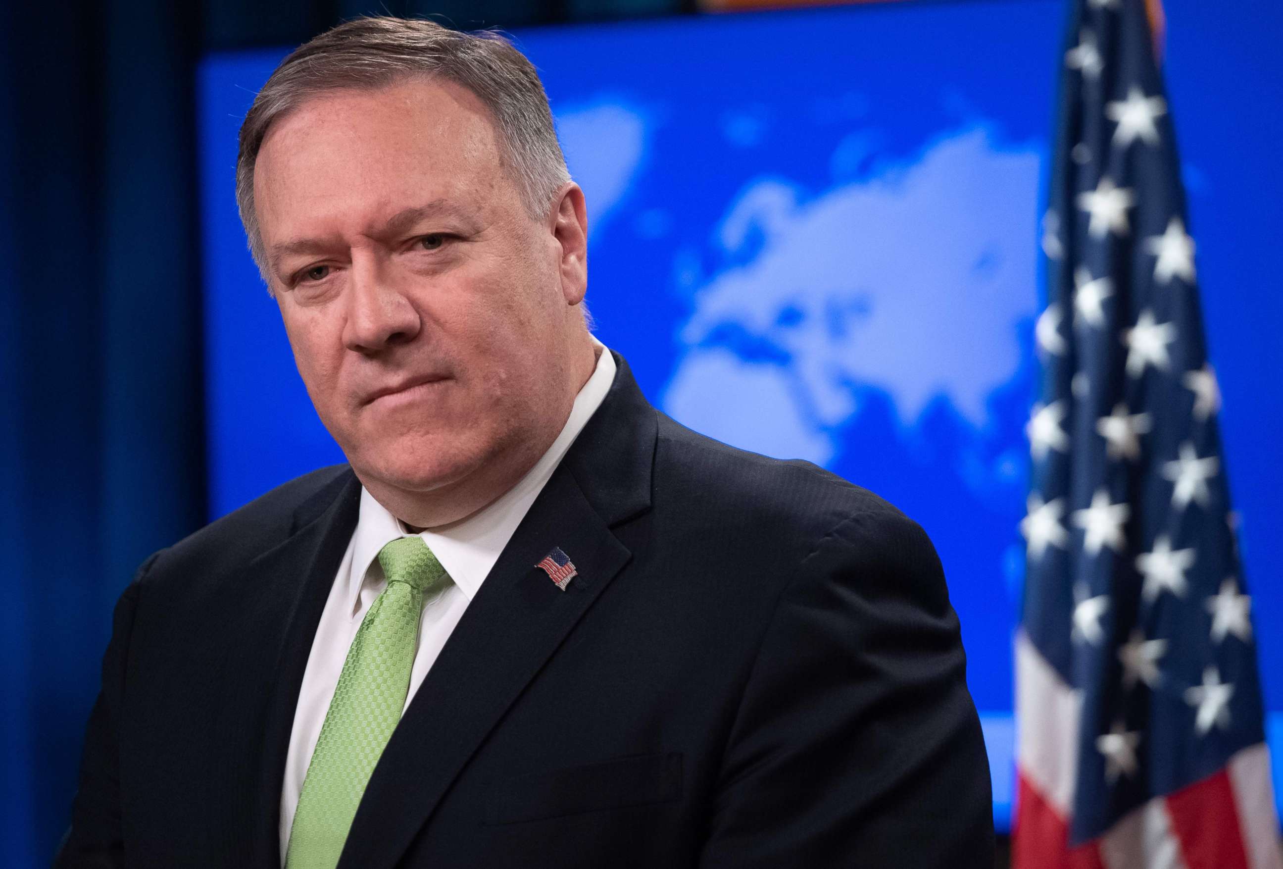 PHOTO: Secretary of State Mike Pompeo holds a press conference at the State Department in Washington, December 11, 2019.