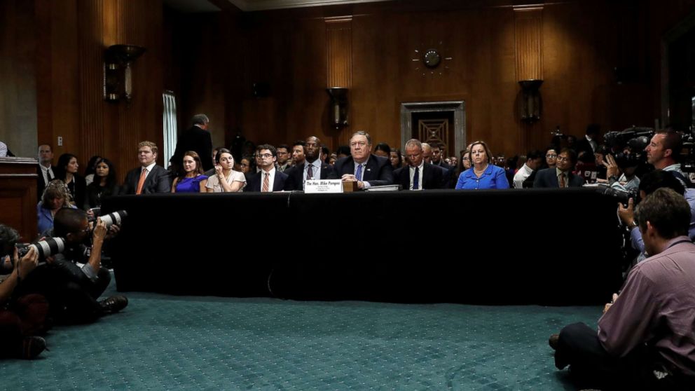 PHOTO: Secretary of State Mike Pompeo testifies before a Senate Foreign Relations Committee hearing titled "An Update on American Diplomacy to Advance Our National Security Strategy" on Capitol Hill in Washington, July 25, 2018.