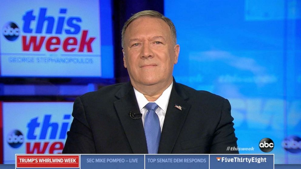 PHOTO: Secretary of State Mike Pompeo appears on ABC's "This Week," Oct. 16, 2019.