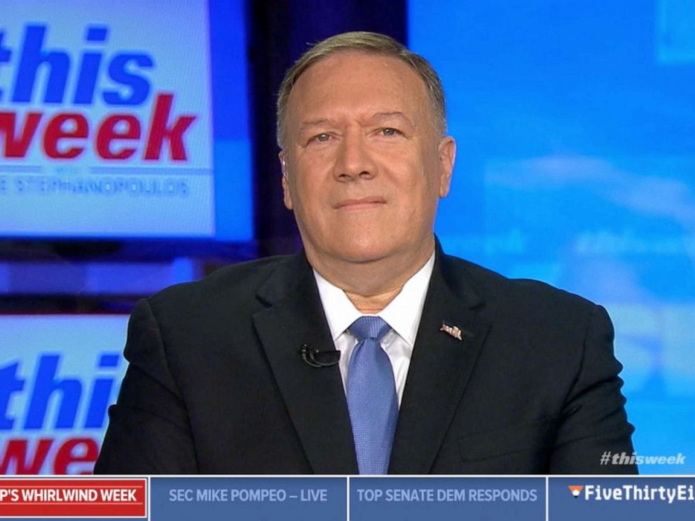 PHOTO: Secretary of State Mike Pompeo appears on ABCs This Week, Oct. 16, 2019.