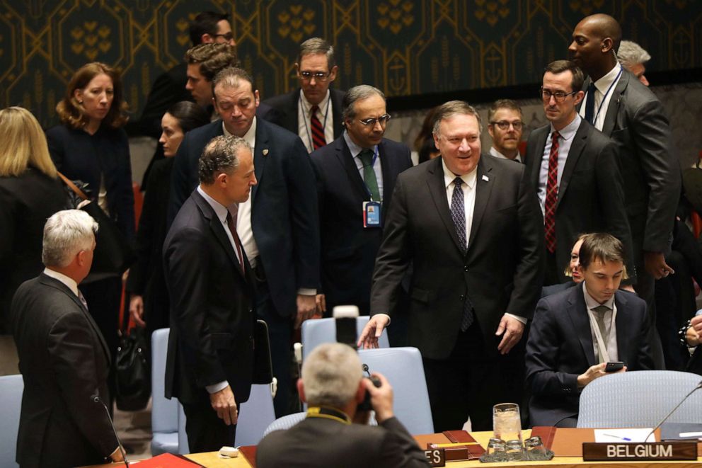 PHOTO: Secretary of State Mike Pompeo attends a United Nations Security Council meeting on Jan. 26, 2019, in New York City.