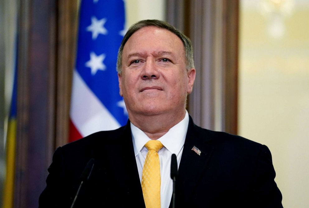PHOTO: Secretary of State Mike Pompeo attends a news conference in Kiev on Jan. 31, 2020.