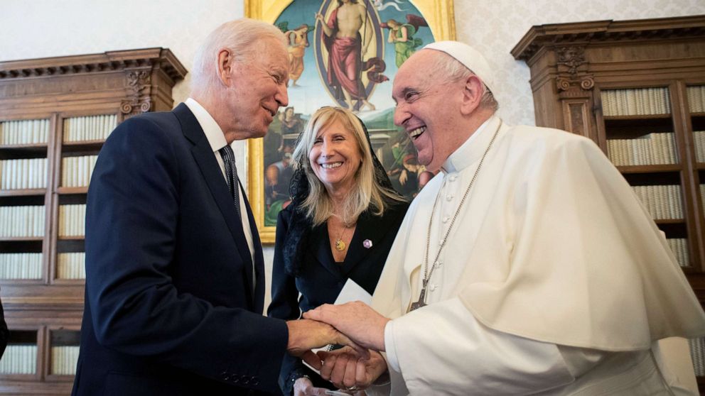 PHOTO: Pope Francis meets U.S. President Joe Biden at the Vatican, Oct. 29, 2021.