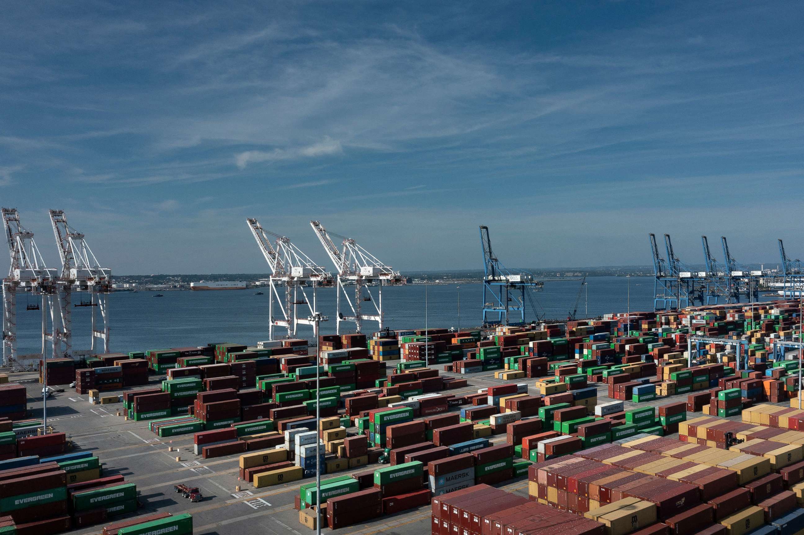PHOTO: Cargo containers are readied for transport at the Port of Baltimore in Baltimore, Md. on Oct. 14, 2021.