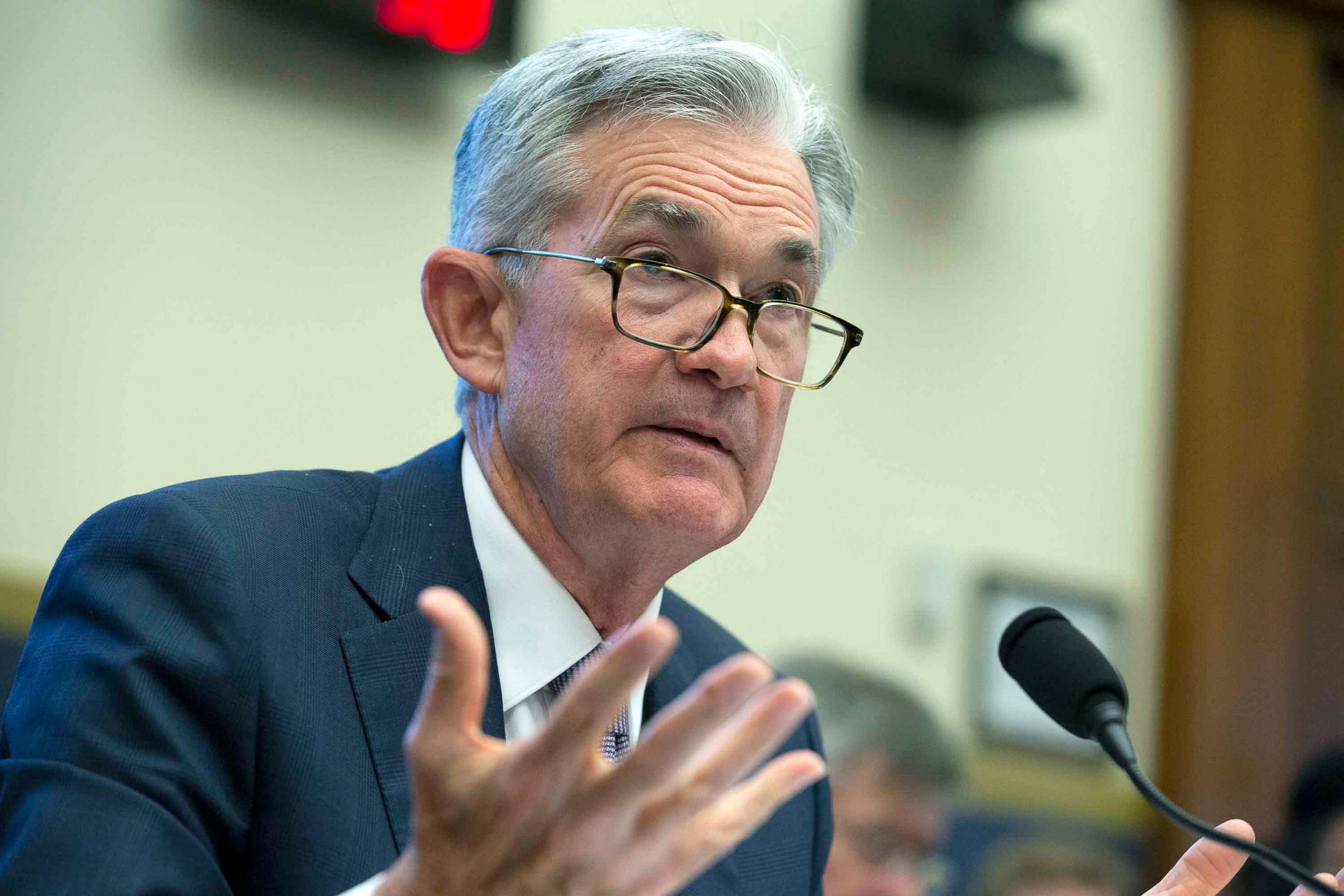 PHOTO: Chair of the Federal Reserve Jerome Powell testifies before the House Financial Services Committee on Capitol Hill, July 10, 2019.