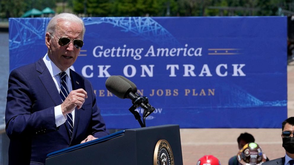 PHOTO: President Joe Biden speaks, May 6, 2021, in Lake Charles, La.