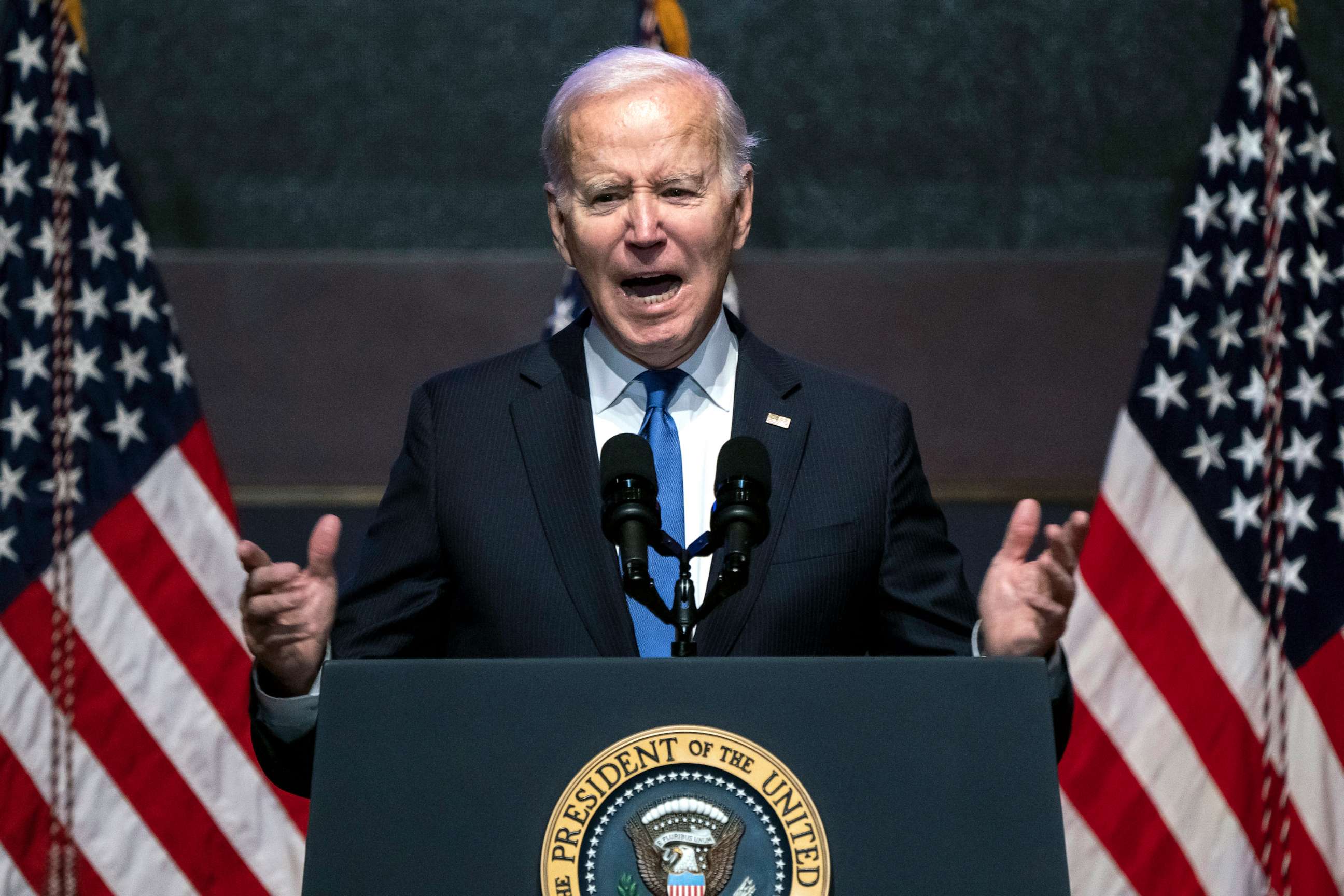 PHOTO: President Joe Biden speaks at the National Prayer Breakfast, at the Capitol in Washington, Feb. 2, 2023, and delivered a message of unity.