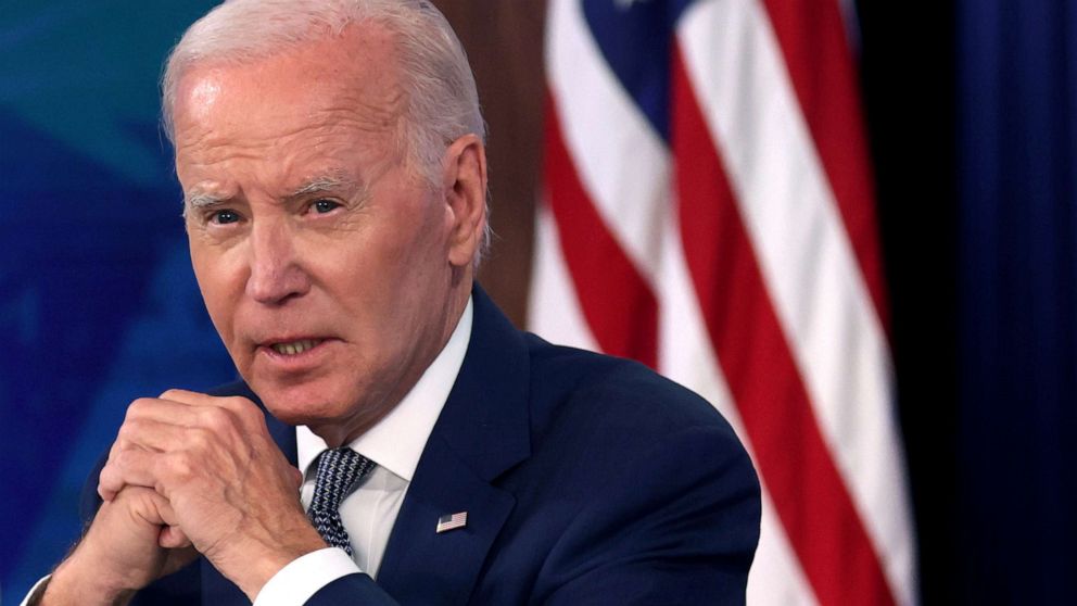 PHOTO: President Joe Biden delivers remarks on protecting consumers from hidden junk fees during an event at the South Court Auditorium at Eisenhower Executive Office Building on June 15, 2023 in Washington, DC.