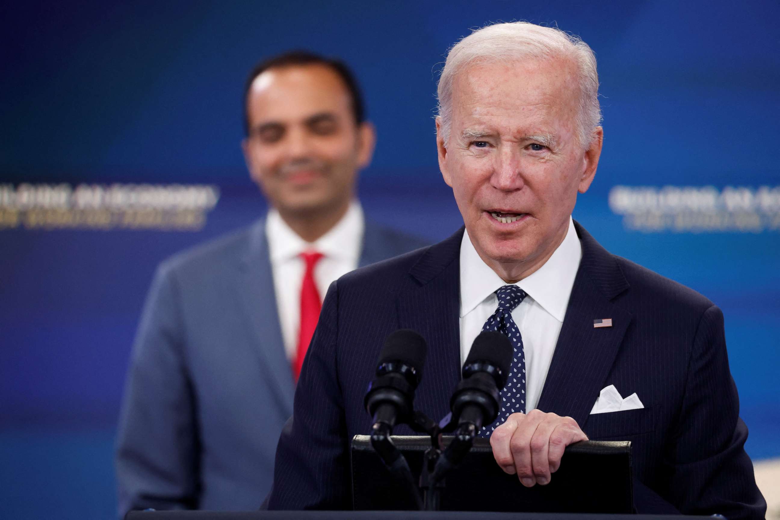 PHOTO: President Joe Biden delivers remarks on the U.S. economy from an auditorium on the White House campus in Washington, October 26, 2022.