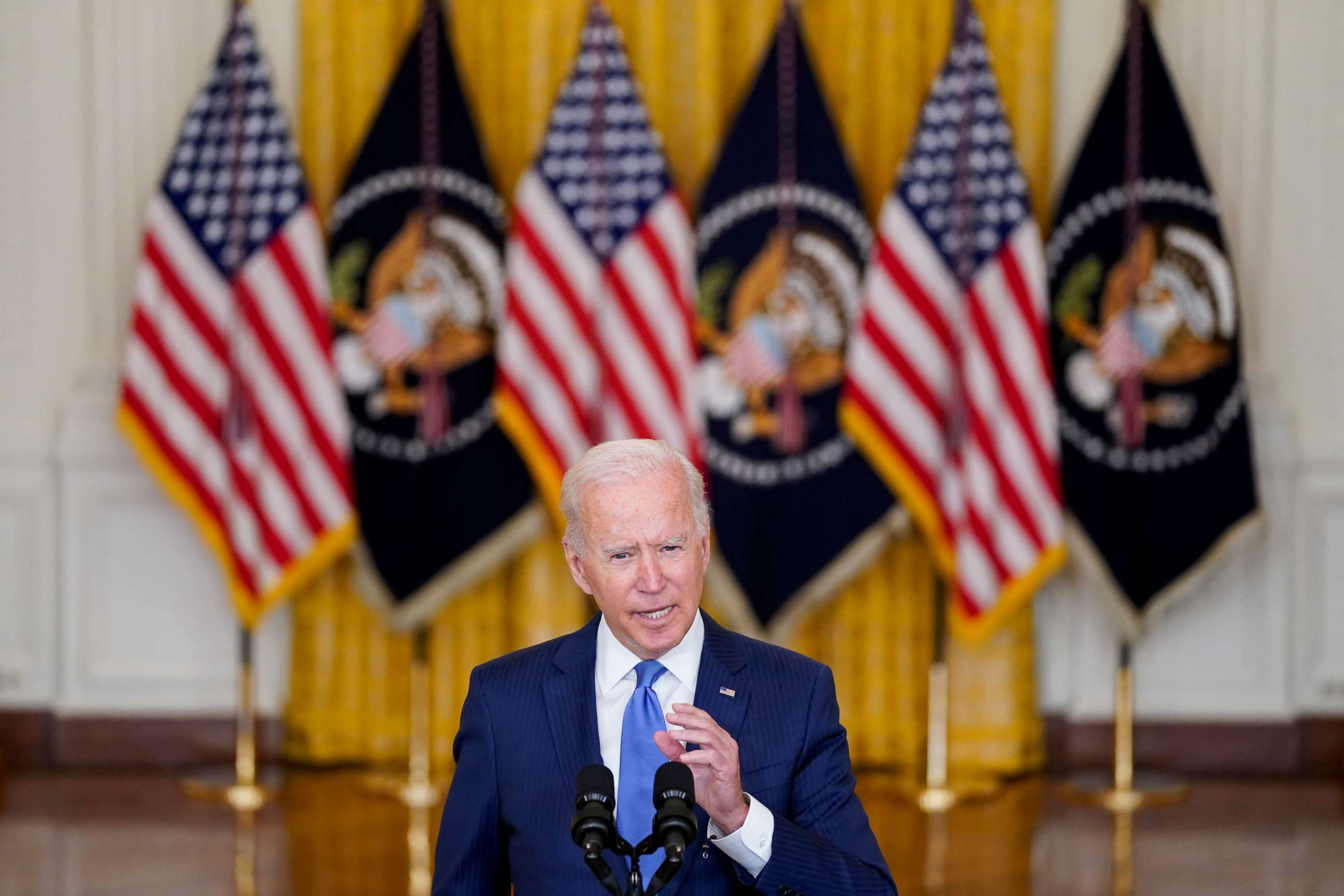 PHOTO: President Joe Biden delivers remarks on the economy in the East Room of the White House, Sept. 16, 2021, in Washington.