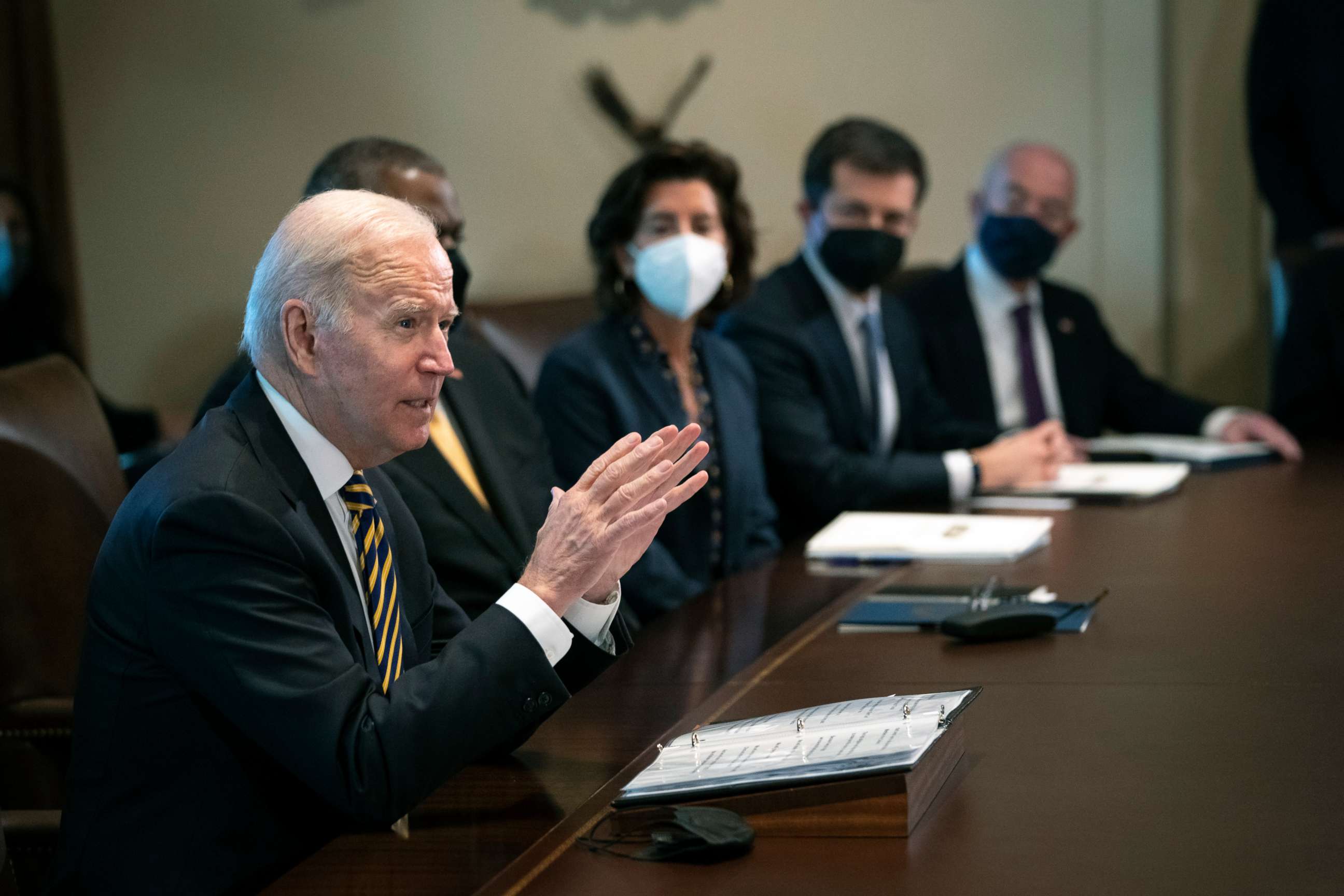 PHOTO: President Joe Biden speaks during a cabinet meeting in the Cabinet Room of the White House, Nov. 12, 2021, in Washington, D.C.