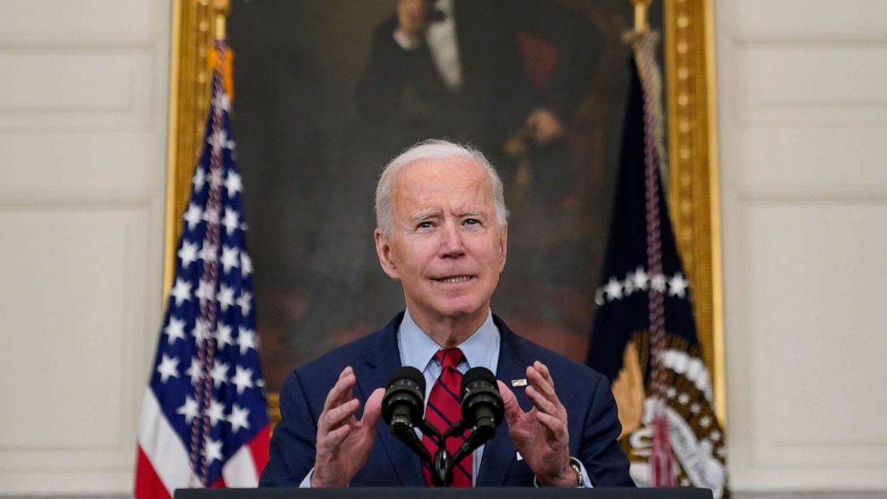 PHOTO: President Joe Biden delivers remarks about the mass shooting in Boulder, Colorado, in the State Dining Room at the White House, March 23, 2021, in Washington, DC. 
