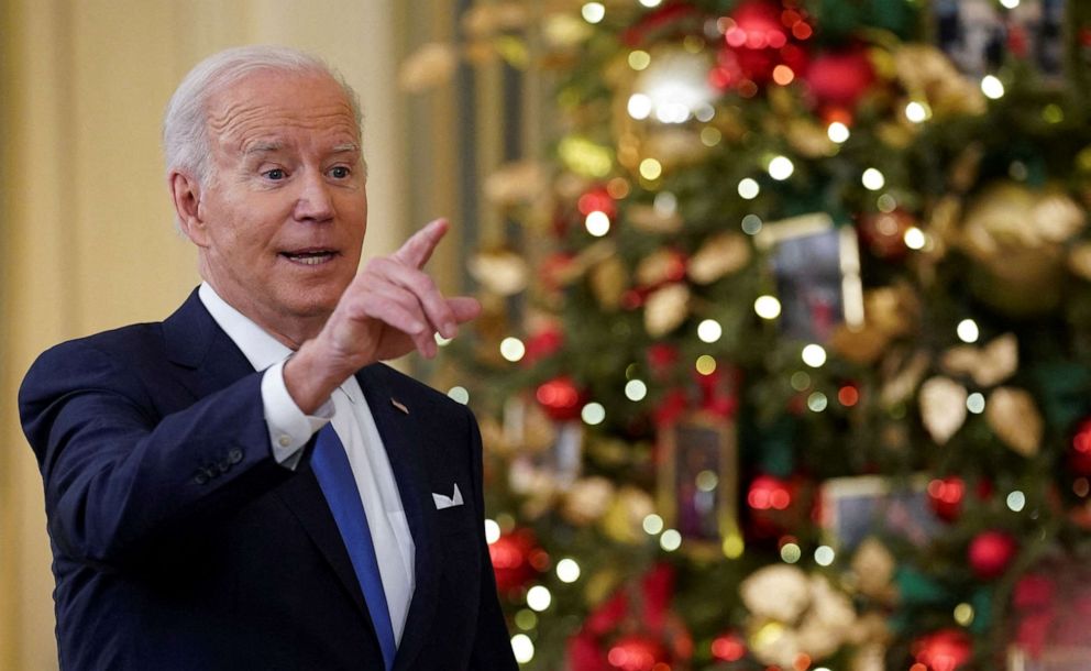 PHOTO: President Joe Biden speaks about the country's fight against the coronavirus disease (COVID-19) at the White House in Washington, Dec. 21, 2021.