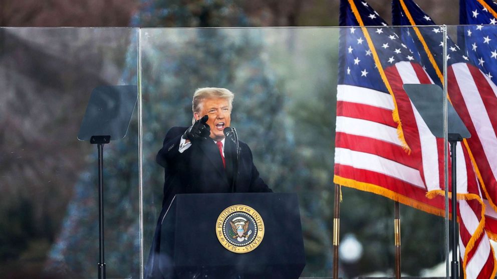 PHOTO: President Donald Trump speaks at "Save America March" rally in Washington D.C., Jan. 06, 2021.