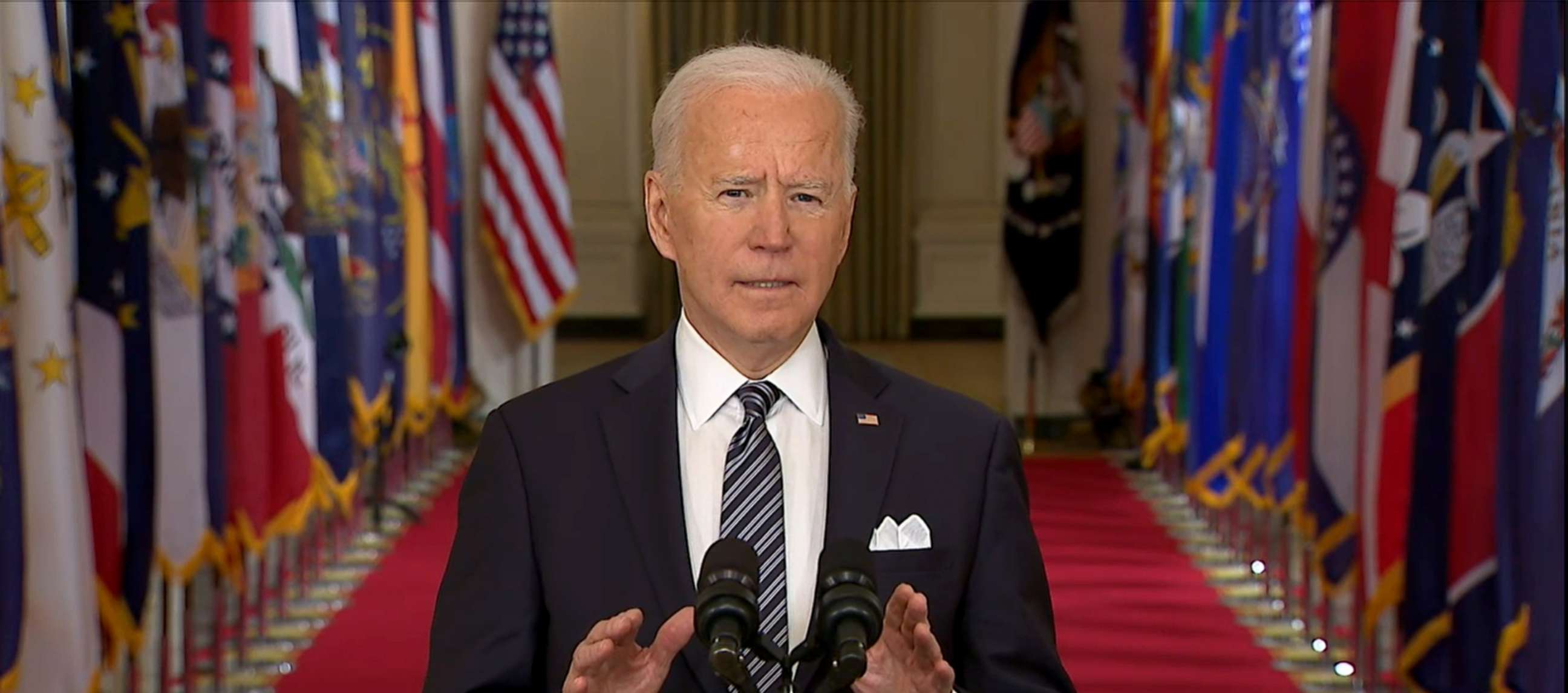 PHOTO: President Joe Biden speaks the nation in his first primetime address from Washington, March 11, 2021.