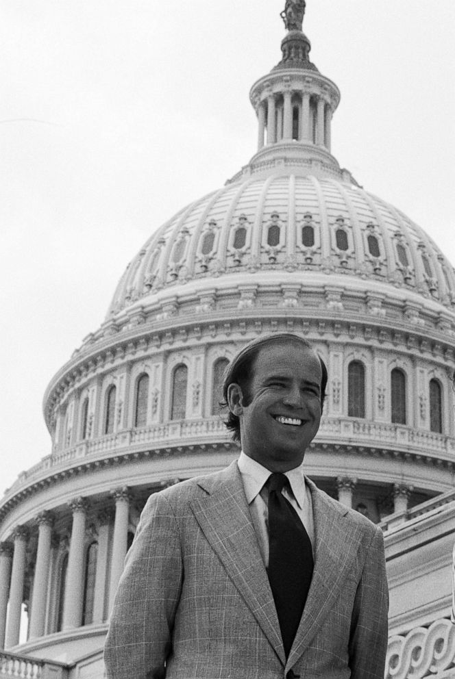 PHOTO: Joe Biden smiles in a 'Bicentennial Minutes' segment, a series of nightly shorts commemorating the bicentennial of the American Revolution which aired from 1974-1976, Aug. 12, 1974.