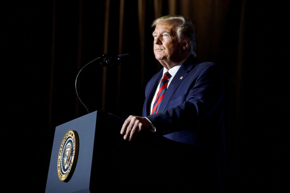 PHOTO: President Donald Trump pauses as he speaks at the 2019 National Historically Black Colleges and Universities Week Conference in Washington, Sept. 10, 2019.