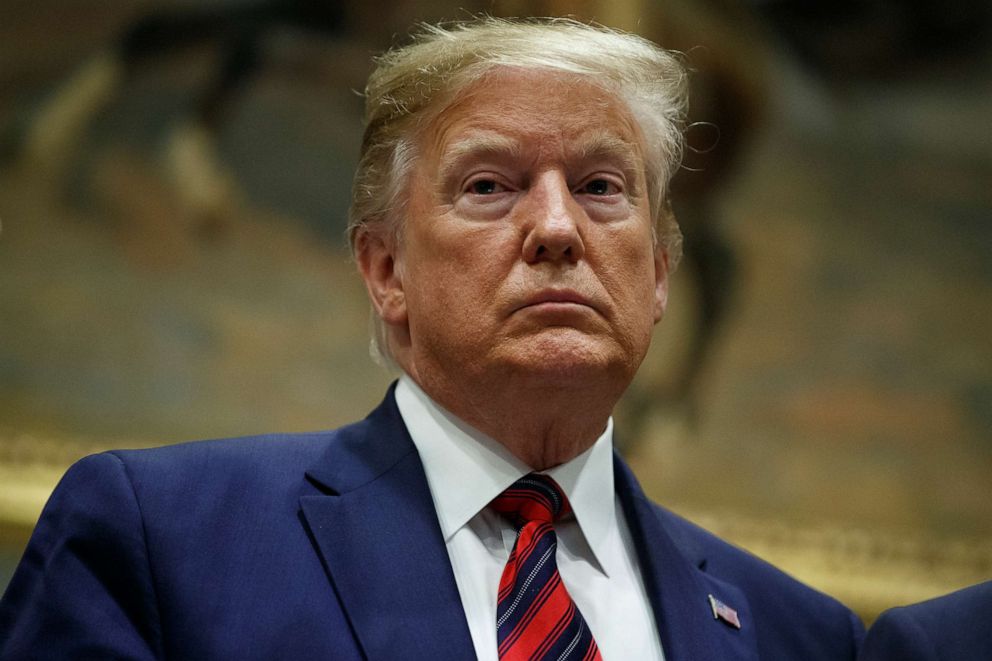 PHOTO: President Donald Trump listens to an event on medical billing, in the Roosevelt Room of the White House, May 9, 2019, in Washington.