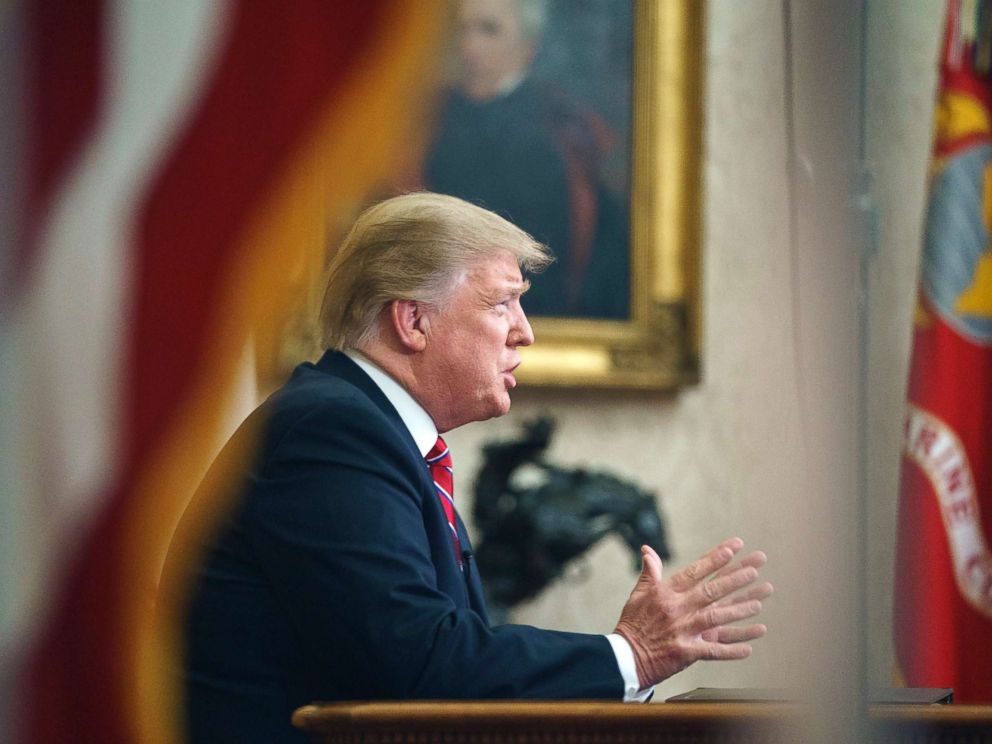 PHOTO: President Donald Trump gives a prime-time address about border security, Jan. 8, 2018, at the White House in Washington.
