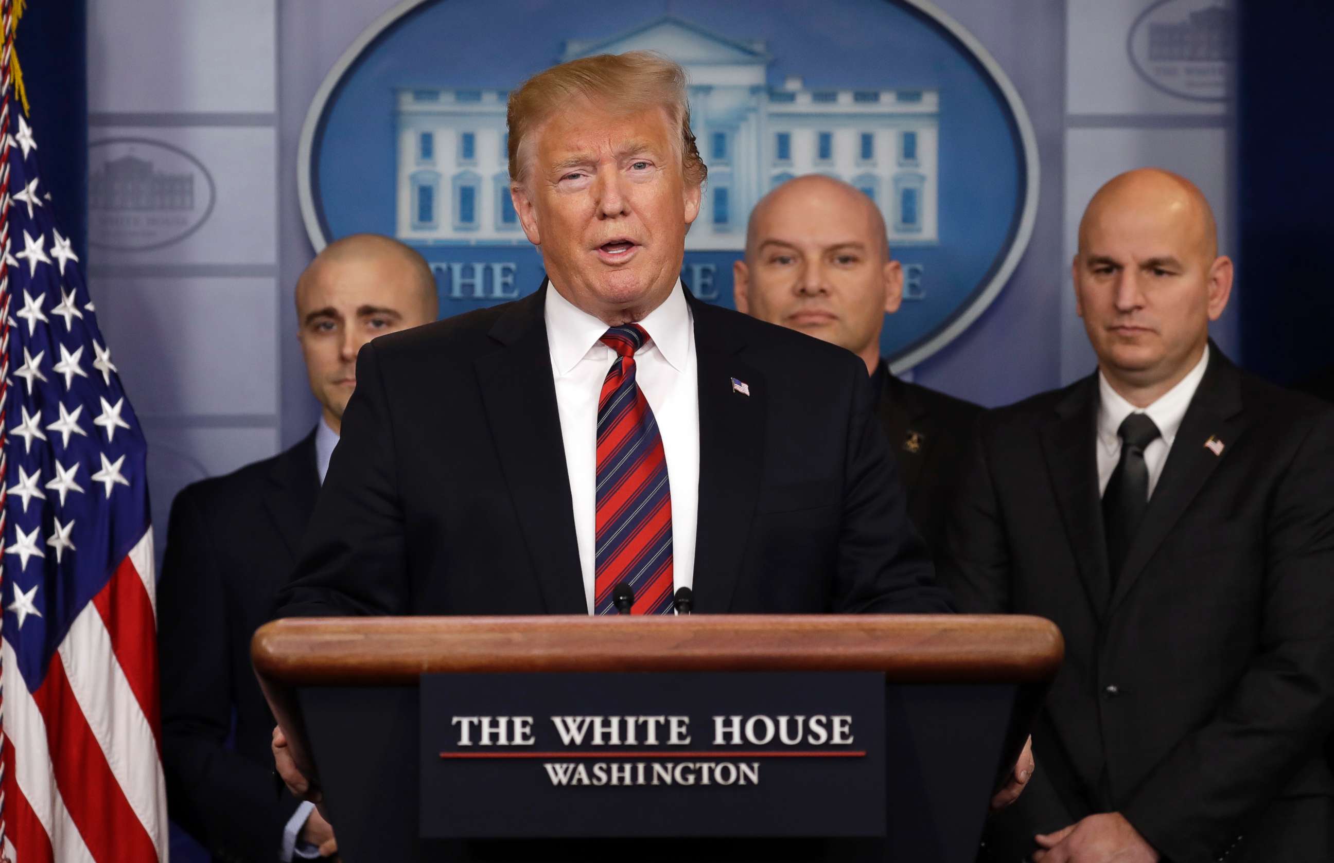 PHOTO: President Donald Trump speaks in the press briefing room at the White House, Jan. 3, 2019, in Washington.