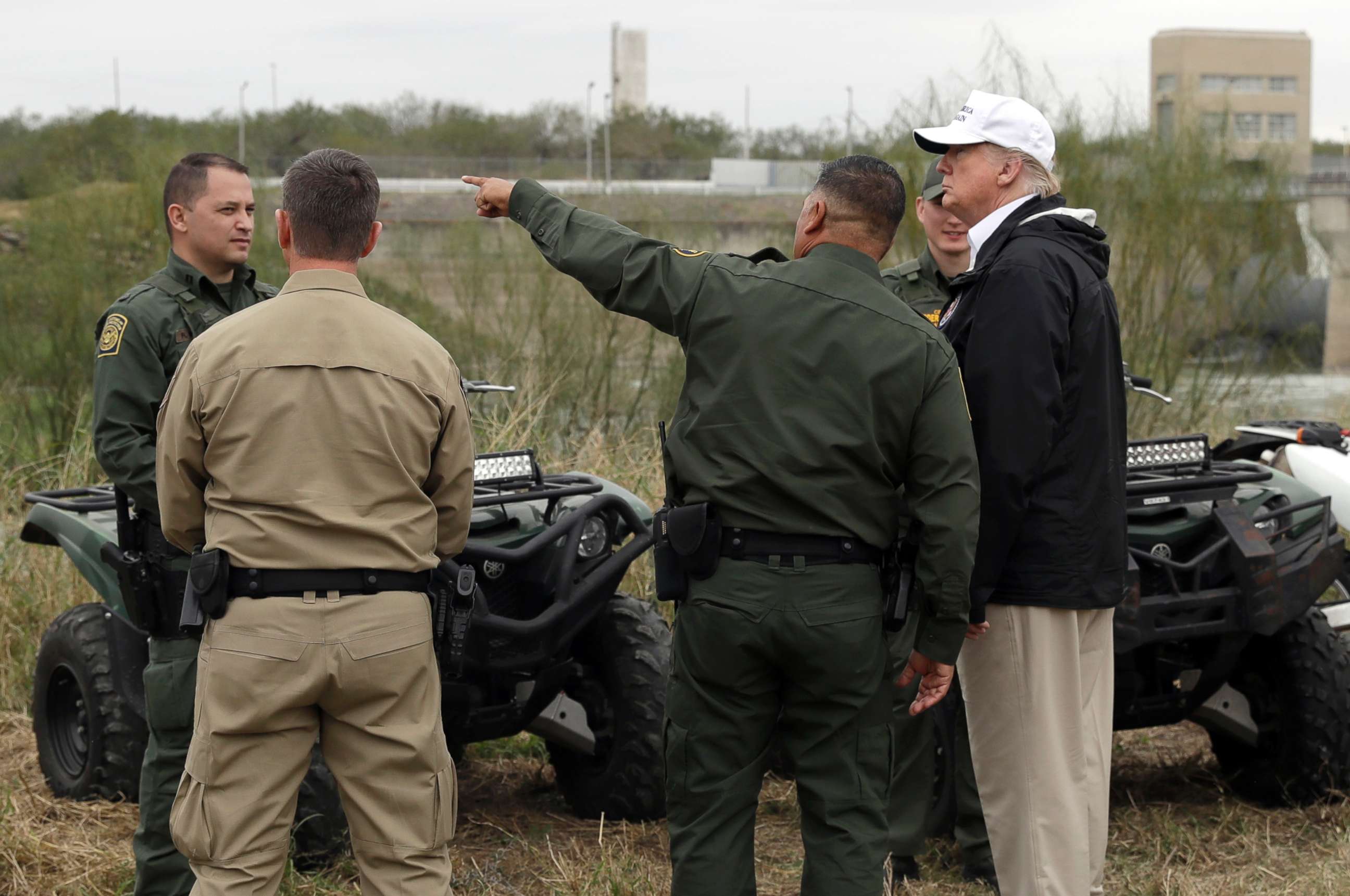 PHOTO: President Donald Trump tours the U.S. border with Mexico at the Rio Grande on the southern border, Jan. 10, 2019, in McAllen, Texas.