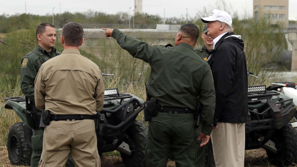 PHOTO: President Donald Trump tours the U.S. border with Mexico at the Rio Grande on the southern border, Jan. 10, 2019, in McAllen, Texas.