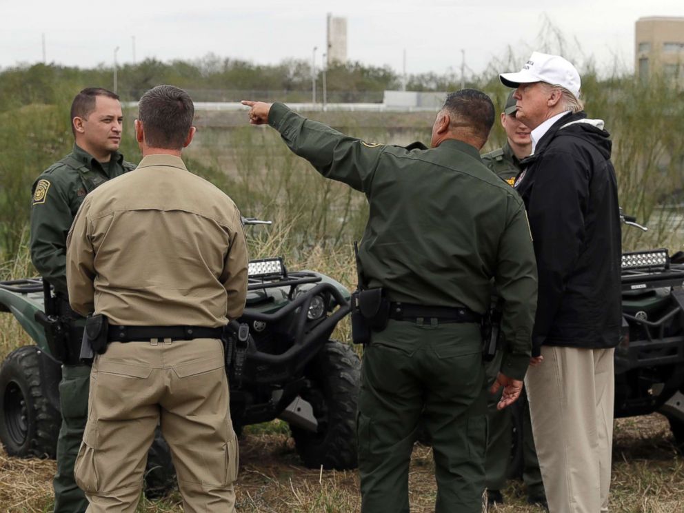 PHOTO: President Donald Trump tours the U.S. border with Mexico at the Rio Grande on the southern border, Jan. 10, 2019, in McAllen, Texas.