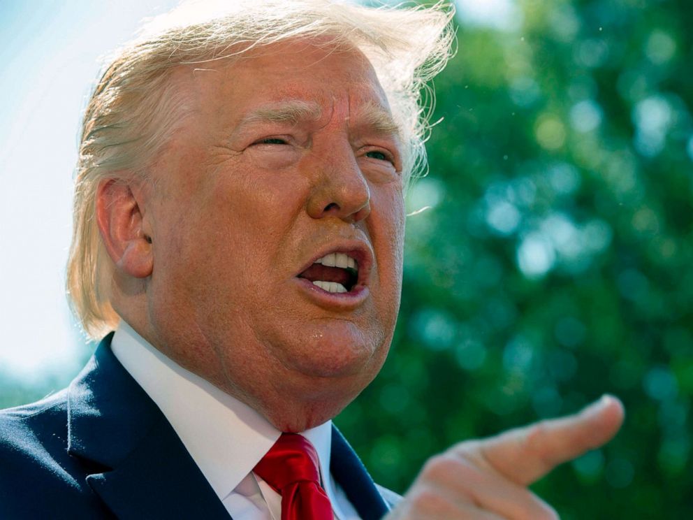 PHOTO: President Donald Trump speaks to the media, July 12, 2019, at the White House in Washington, DC.